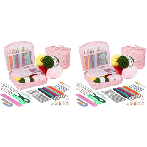 HASTHIP® Crochet Kit for Beginners Adults, Include Yarn, 214PCS Starter Kit for Kids, Ergonomic Hooks Travel Knitting Supplies HASTHIP® Crochet Kit for Beginners Adults, Include Yarn, 214PCS Starter Kit for Kids, Ergonomic Hooks Travel Knitting Supplies